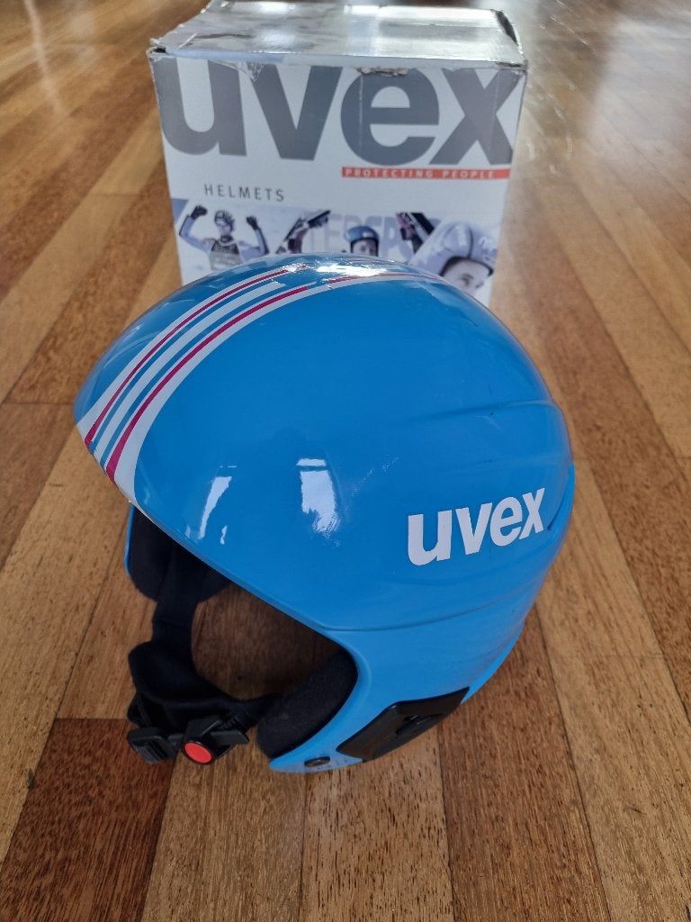 Blauwe Uvex Race+ helm, mt 53-54 cm, Overige merken, 100 tot 140 cm, Ophalen of Verzenden, Zo goed als nieuw