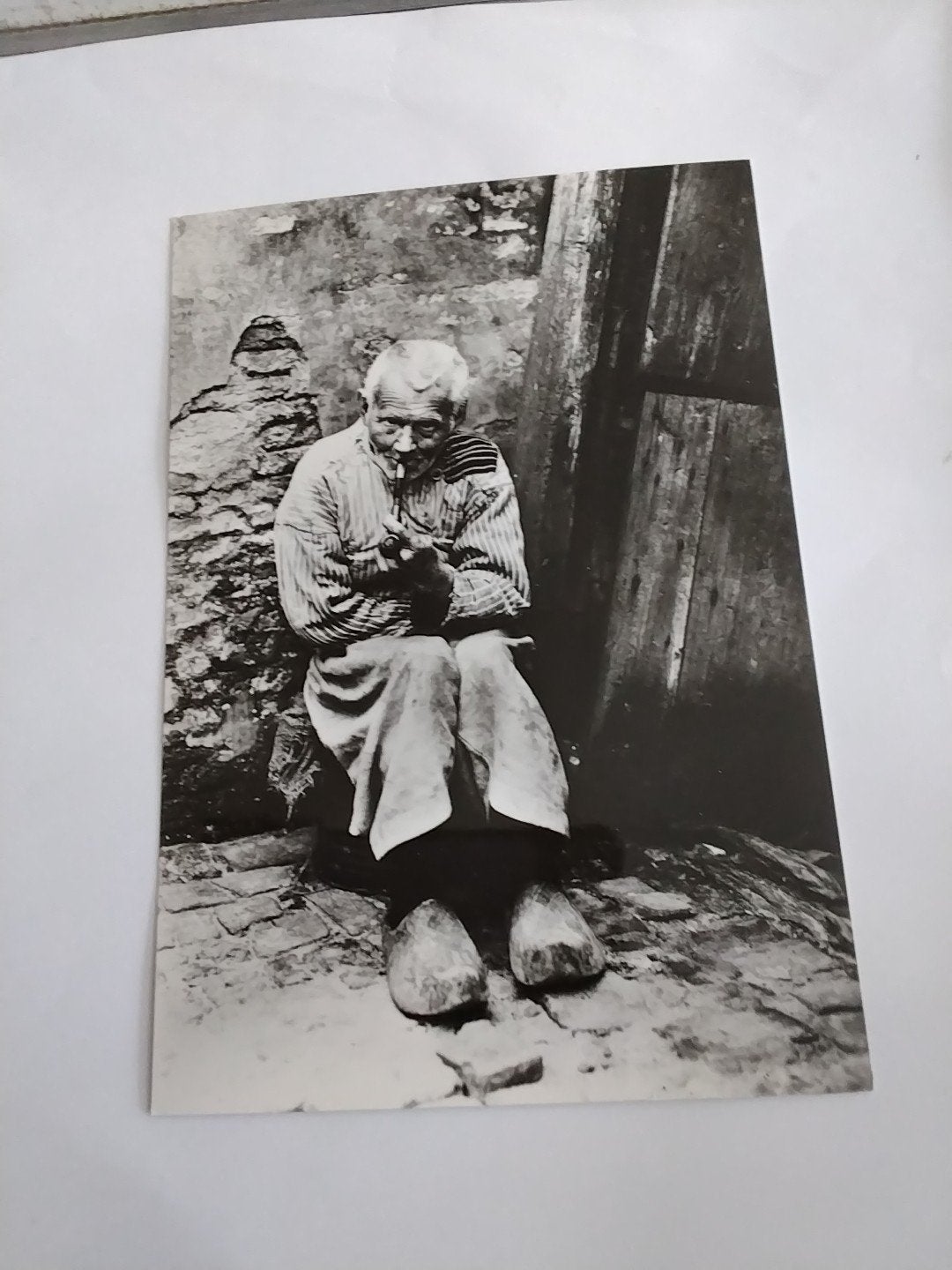 Oude foto Urker visser, klompen, pijp, Urk, Verzamelen, Ophalen of Verzenden