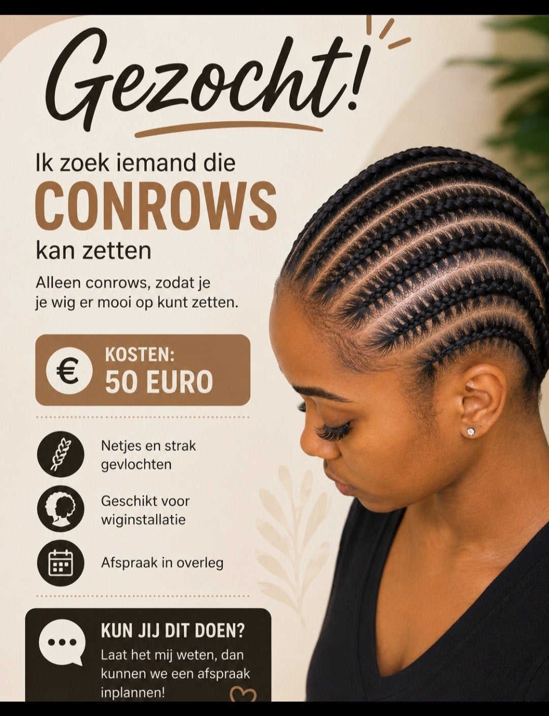 Conrows vlechten, Ophalen of Verzenden