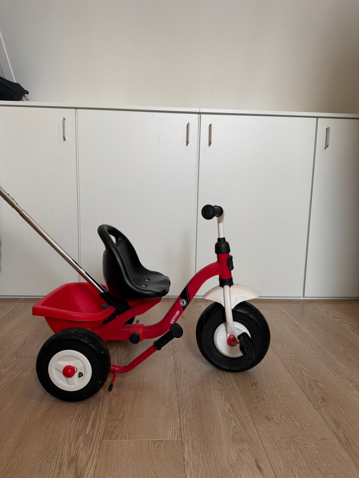 Kettler driewieler met duwstang, Ophalen, Gebruikt, Terugtraprem, Duwstang