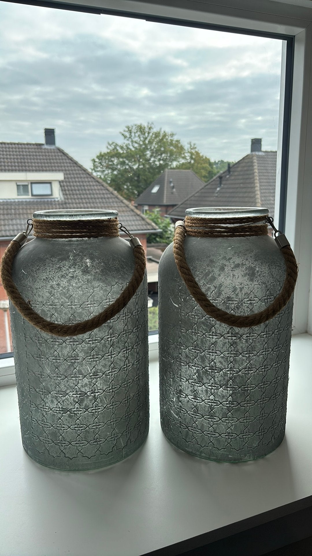 2x lantaarns / windlichten, Ophalen, Gebruikt, Lantaarn, Blauw