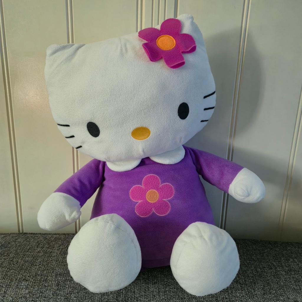 Hello Kitty knuffel 40cm paars, Paars, Gebruikt, Ophalen of Verzenden, Met kleding of accessoire