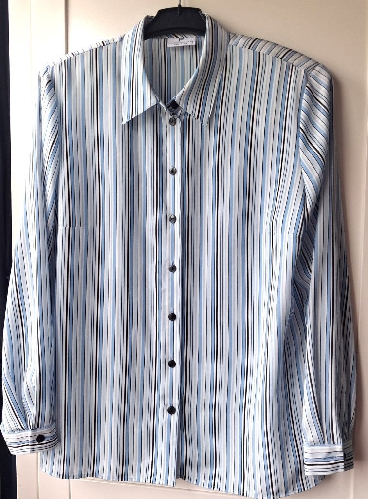 Blauw-wit gestreepte blouse Frankenwälder maat 44, Blauw, Maat 42/44 (L), Ophalen of Verzenden, Zo goed als nieuw