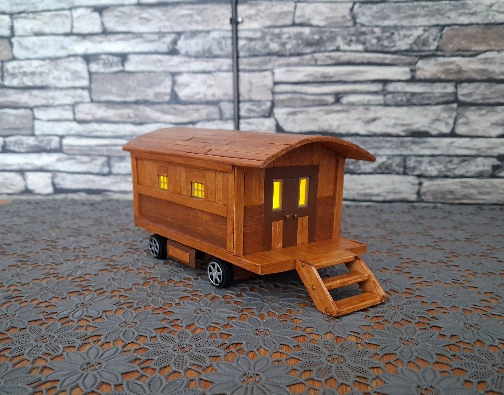 Woonwagen Miniatuur Met Verlichting. - AANBIEDING, Verzenden, Nieuw, Decoratie