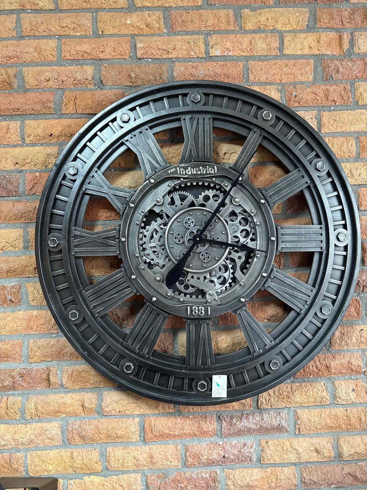 Grote Industriële Wandklok - Metaal Ø90cm, Ophalen, Wandklok, Grijs, Zichtbaar uurwerk