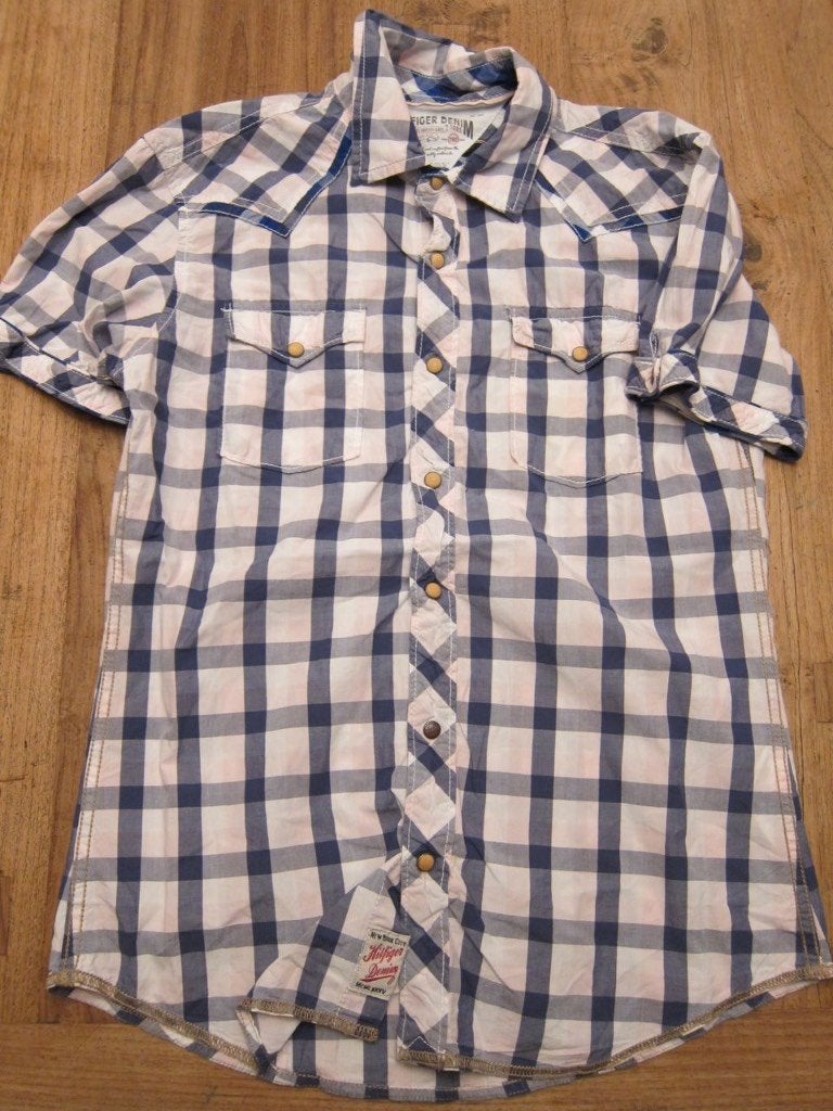 Blouse overhemd hilfiger denim maat s, Blauw, Halswijdte 38 (S) of kleiner, Zo goed als nieuw, Schipluidenlaan 20 5035KJ Tilburg