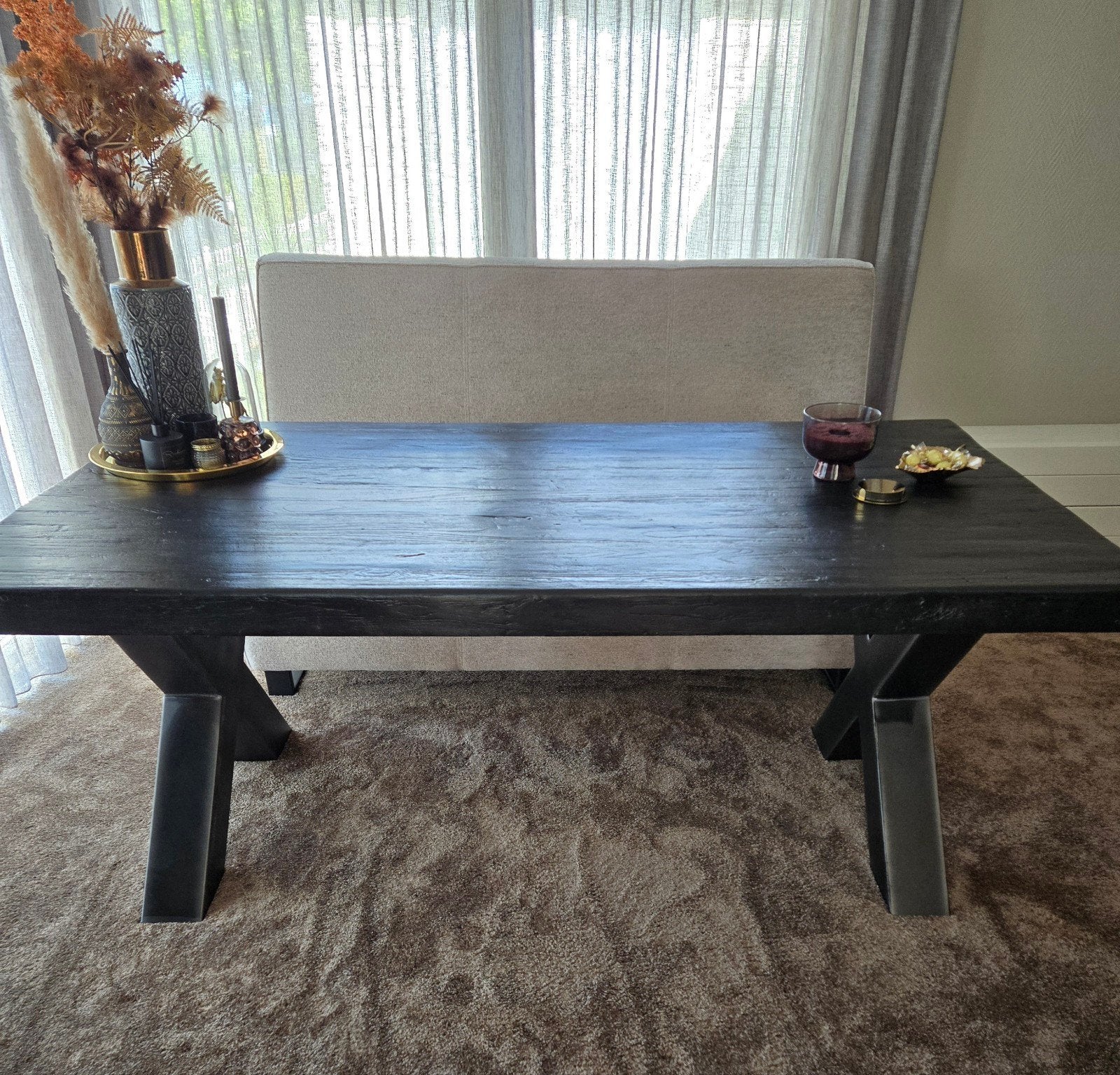 Eetkamertafel Zwart 190x100 ZGAN, Huis en Inrichting, Ophalen, 200 cm of meer, 50 tot 100 cm, Zo goed als nieuw