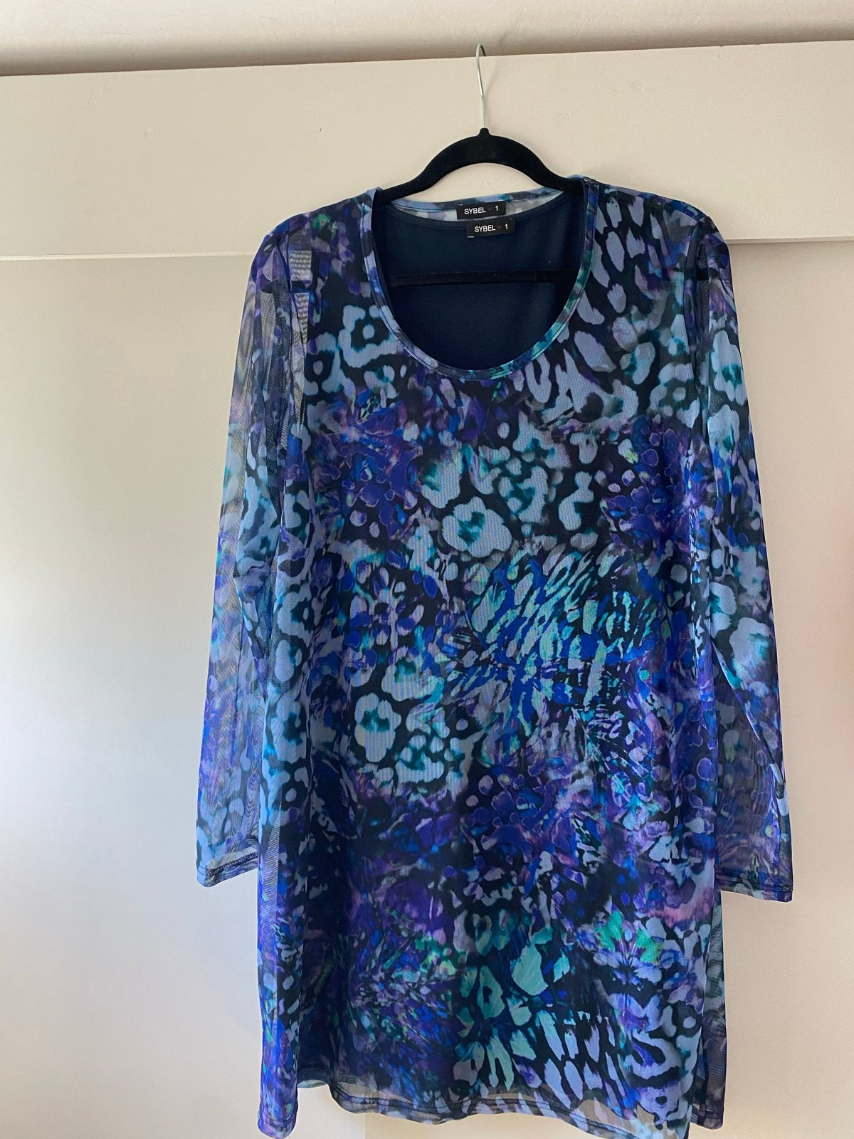 Sybel Tuniek/Jurk met lange mouwen en onderjurk, Blauw, Maat 42/44 (L), Ophalen of Verzenden, Zo goed als nieuw