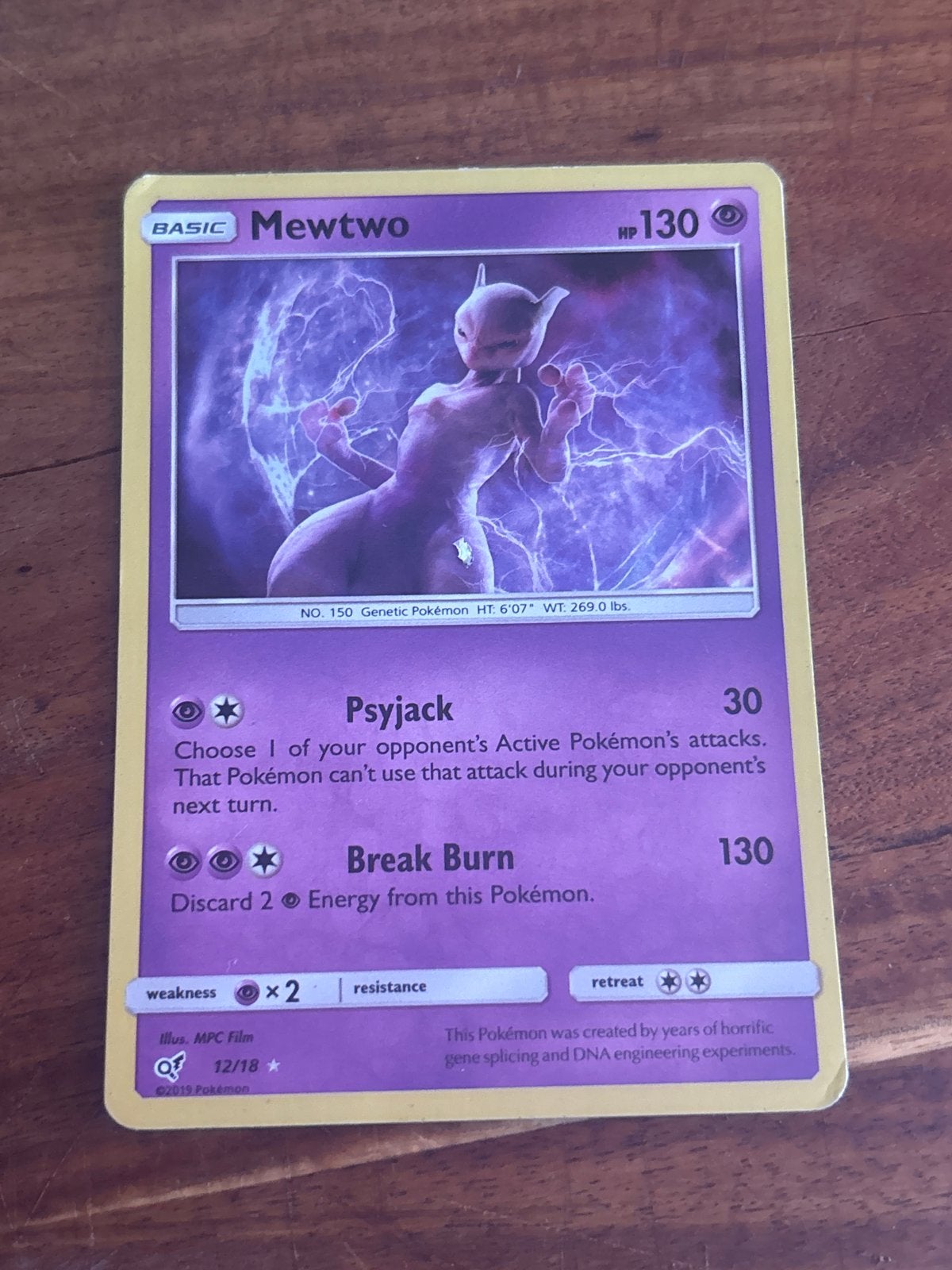 Mewtwo Pokémon kaart - Basis - HP 130, Ophalen of Verzenden, Gebruikt, Losse kaart