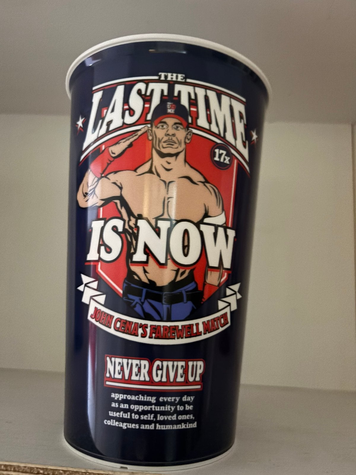 John Cena 'The Last Time Is Now' Beker WWE, Verzamelen, Sportartikelen en Voetbal, Zo goed als nieuw, Overige typen, Overige sporten