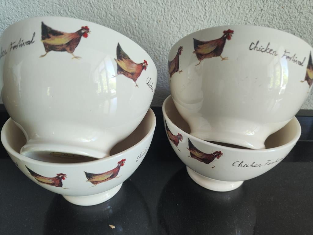 4 Jet ter Steege Chicken Festival schaaltjes  Moederdag Tip, Ophalen of Verzenden, Zo goed als nieuw, Kom(men), Overige stijlen