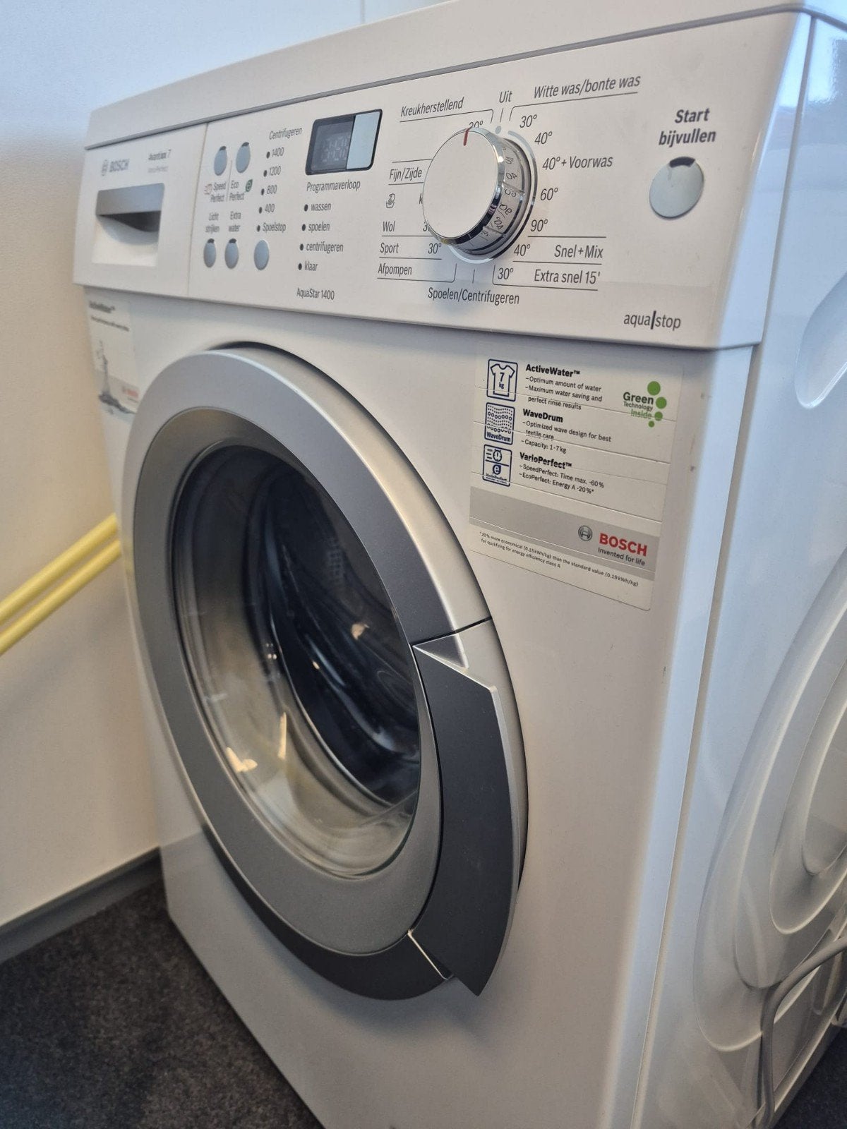 Bosch AquaStar 1400 Wasmachine - Gebruikt, Ophalen, Gebruikt, Voorlader, Kort programma