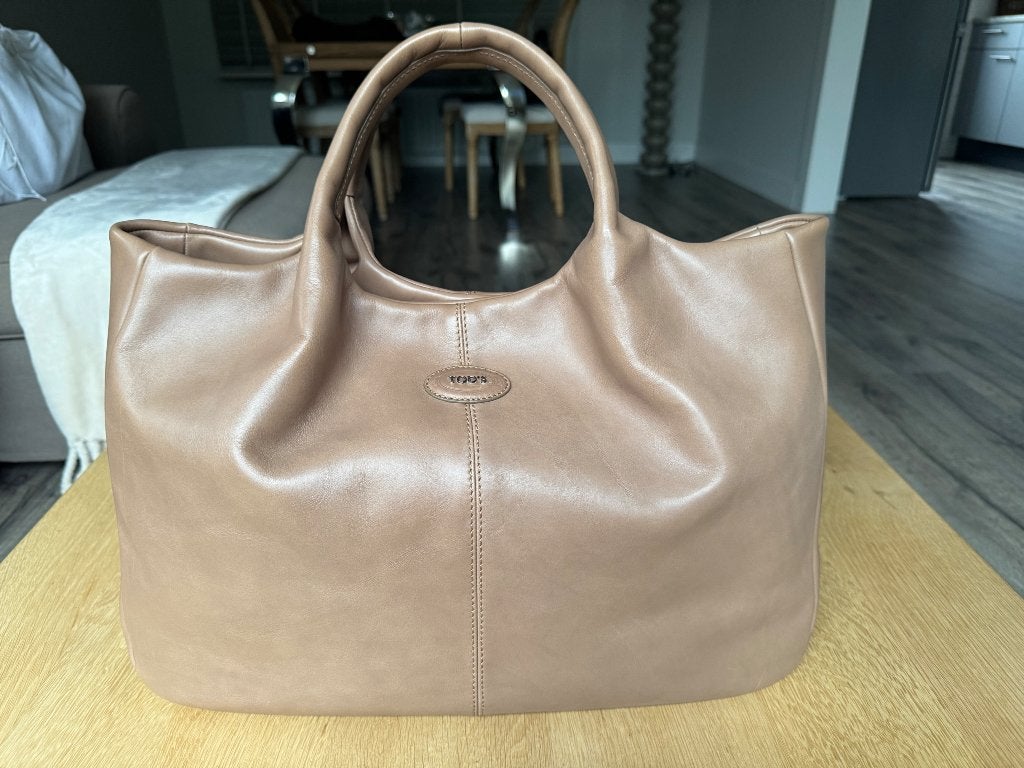 Tod’s handtas, leer, beige, Verzenden, Gebruikt, Beige, Handtas