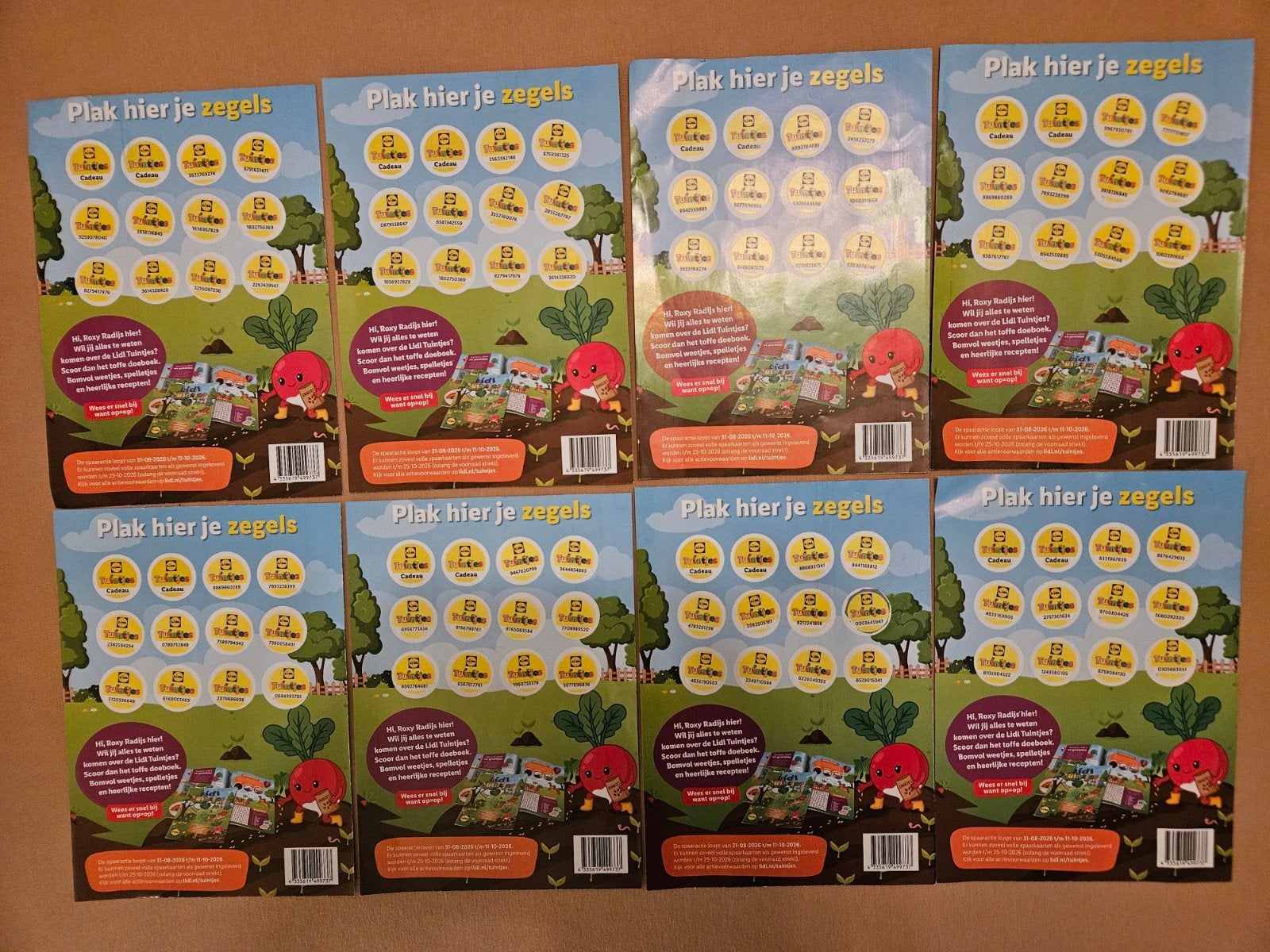 8x volle spaarkaart Lidl Tuintjes, Lidl, Ophalen