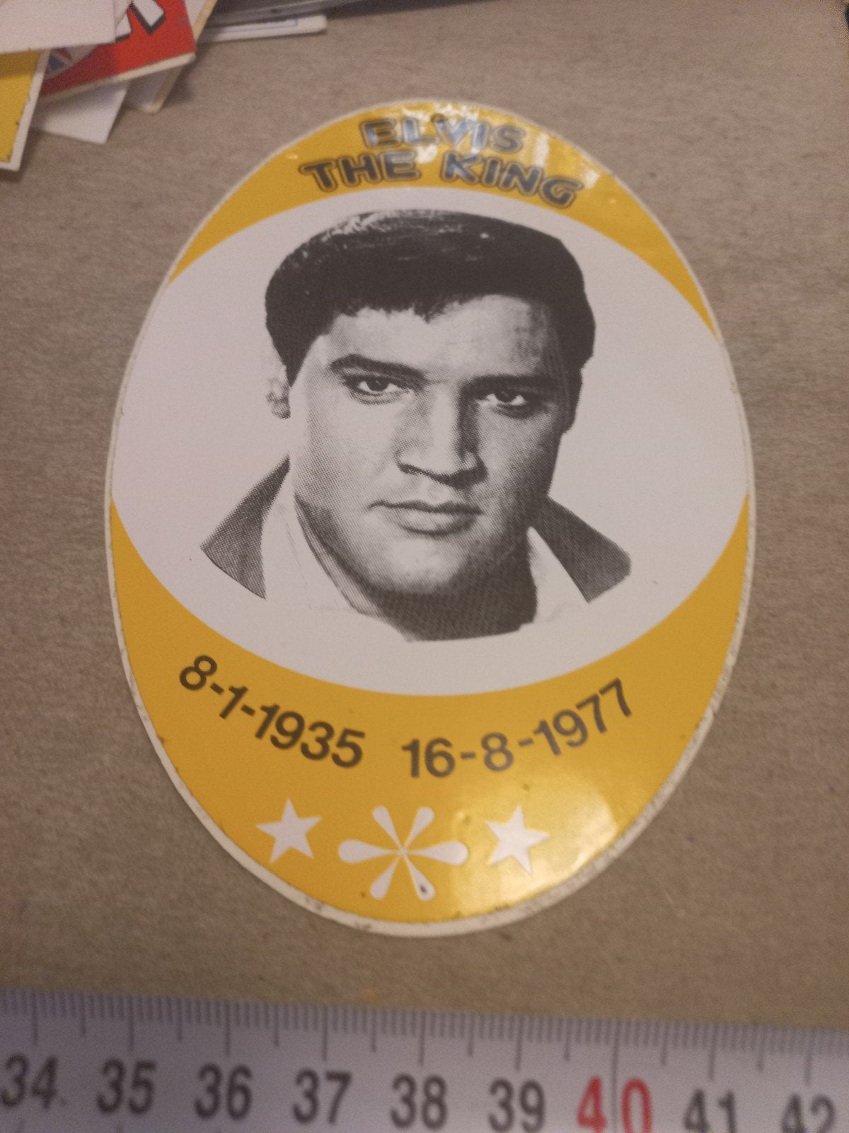 Vintage Elvis Presley 'The King' Sticker/, Ophalen of Verzenden, Gebruikt