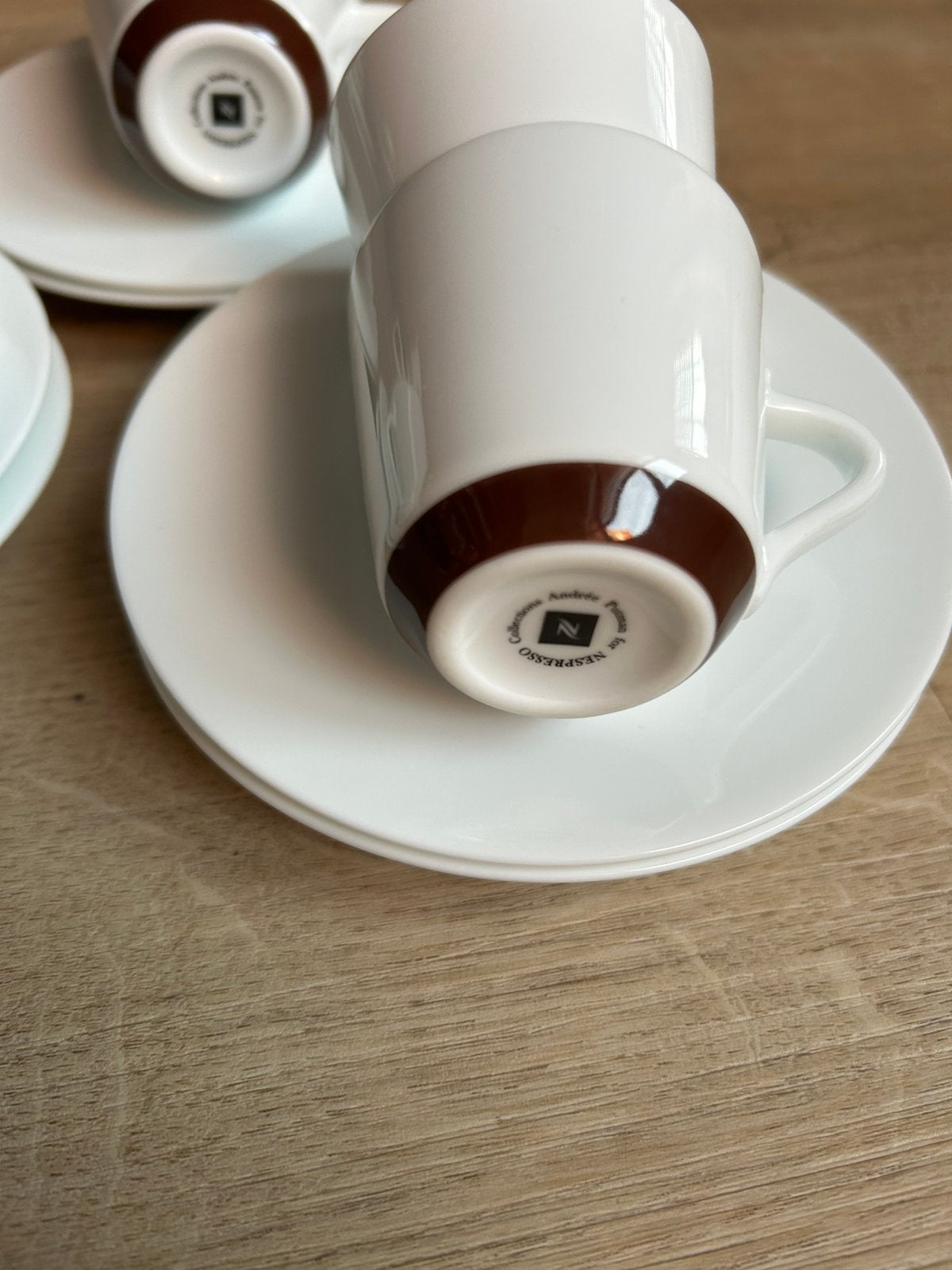 Nespresso Andree Putman 6 espresso kop en schotels zgan, Overige merken, Ophalen of Verzenden, Zo goed als nieuw, Modern