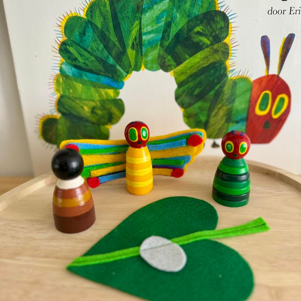 Houten pegdolls - Rupsje Nooitgenoeg, Ophalen of Verzenden, Nieuw, Overige typen
