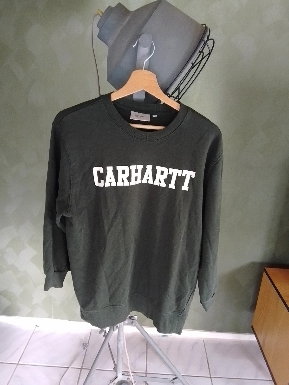 Trui Carhartt college sweater 3kwart mouw groen Maat S/36, Zo goed als nieuw, Maat 36 (S), Groen, Carharrt