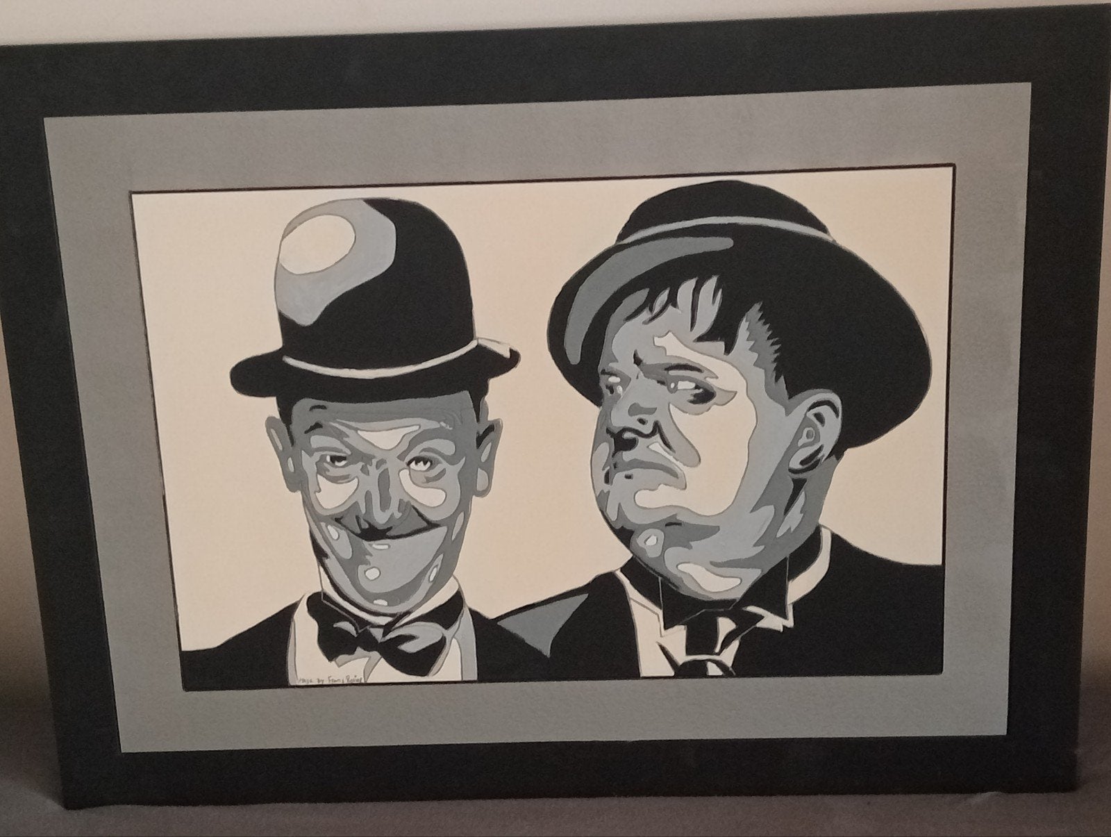 Stan Laurel en Oliver Hardy Assemblage gemengde techniek, ., Ophalen of Verzenden, ., Schilderij