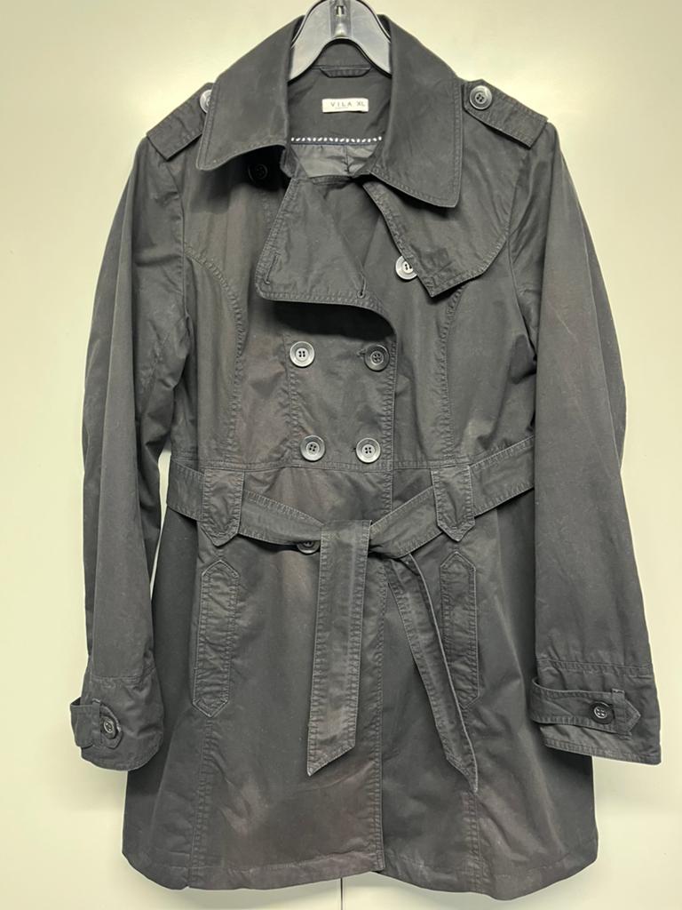 Trenchcoat zwart, Ophalen, Zo goed als nieuw, Maat 46/48 (XL) of groter, Zwart