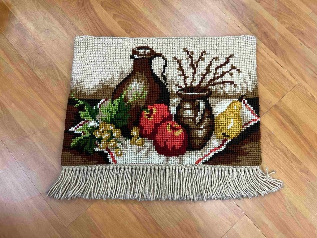 Geknoopt wandkleed met stilleven 55/40 cm, Gebruikt, Etten-Leur, DJT@dejuistetoon.eu, Ophalen of Verzenden