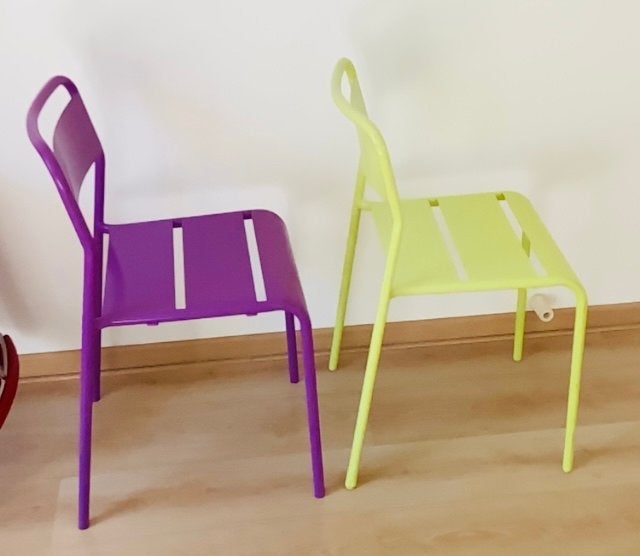 2 Retro vintage stoelen  paars en limoengroen, Ophalen, Twee, Overige kleuren, Zo goed als nieuw