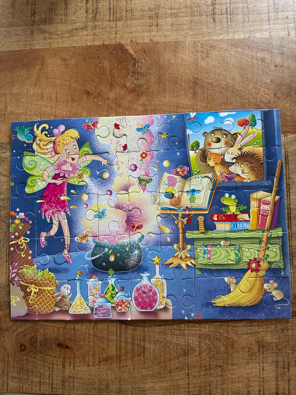 Leuke kinderpuzzel met fee en dieren, Ophalen of Verzenden, Gebruikt