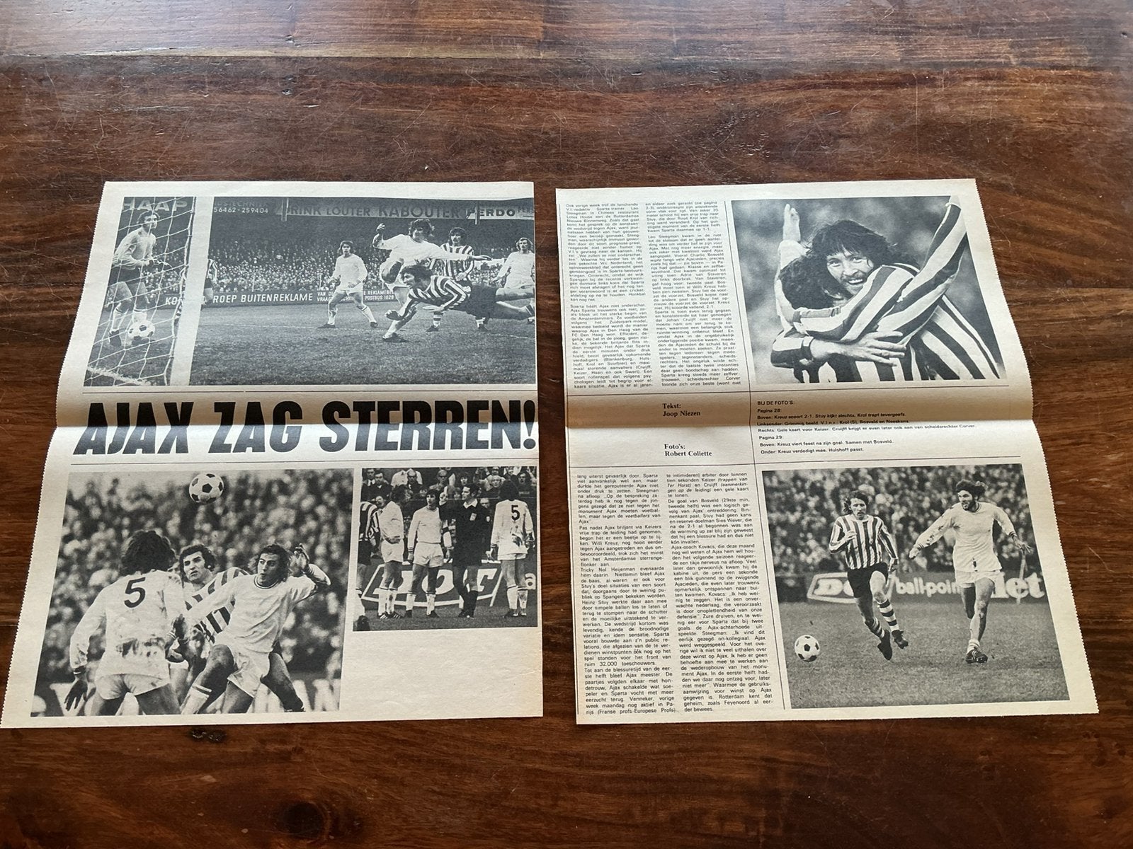 Voetbal artikel Sparta Ajax december 1972 Cruijff, Ophalen of Verzenden, 1960 tot 1980, Knipsel(s)