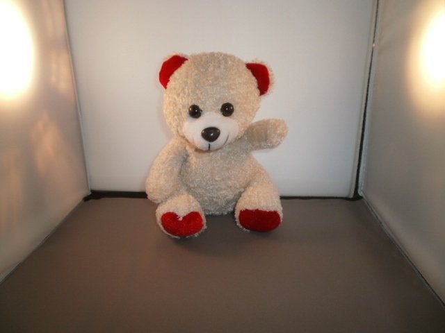 Beer wit gekruld stof met rood velours oren cadeau tip, Overige merken, Overige karakters, Beer, Nieuw