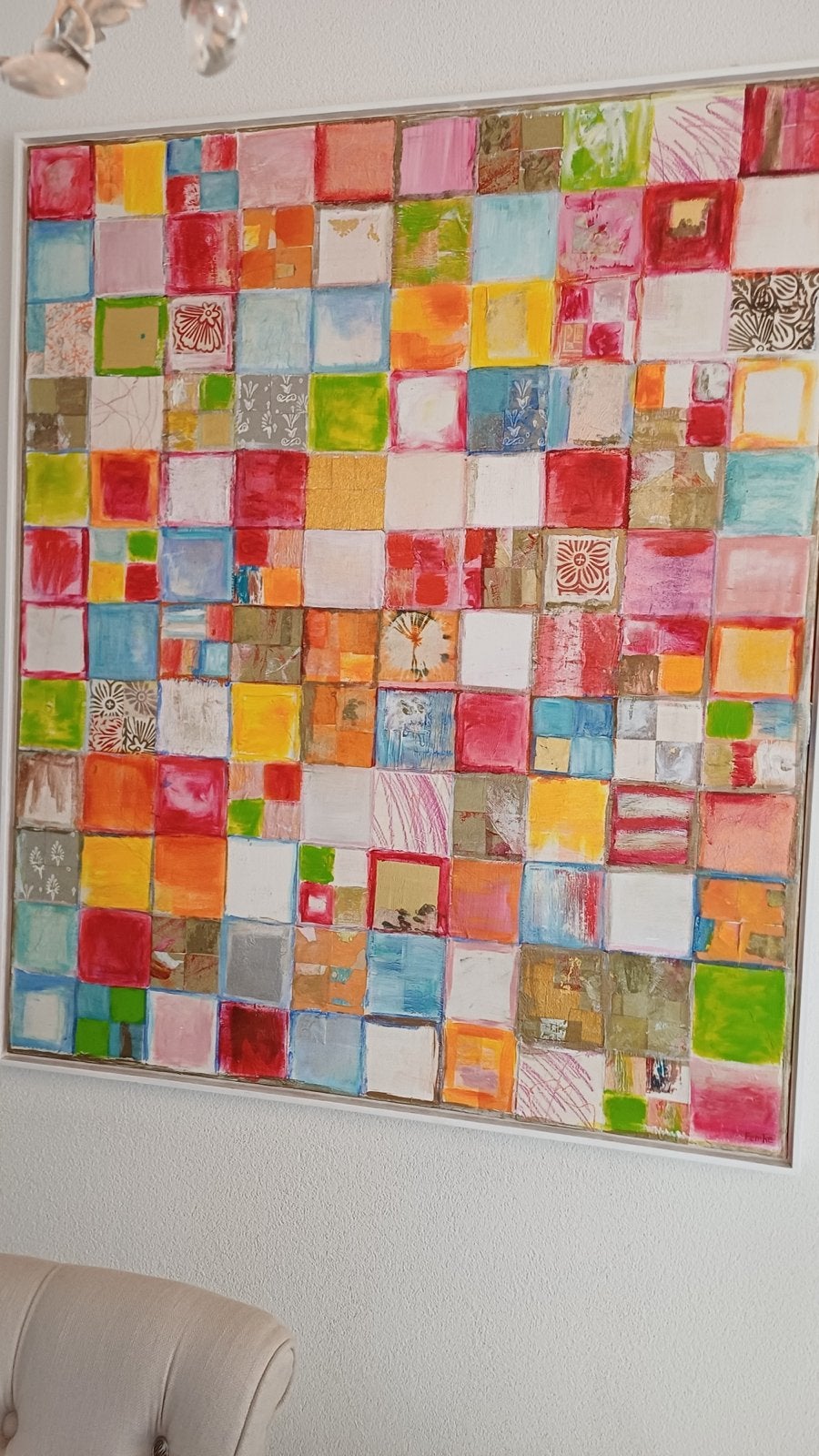 Uniek Schilderij van Femke Huisman - Kleurrijk Abstract, Antiek en Kunst, Kunst | Schilderijen | Abstract, Ophalen