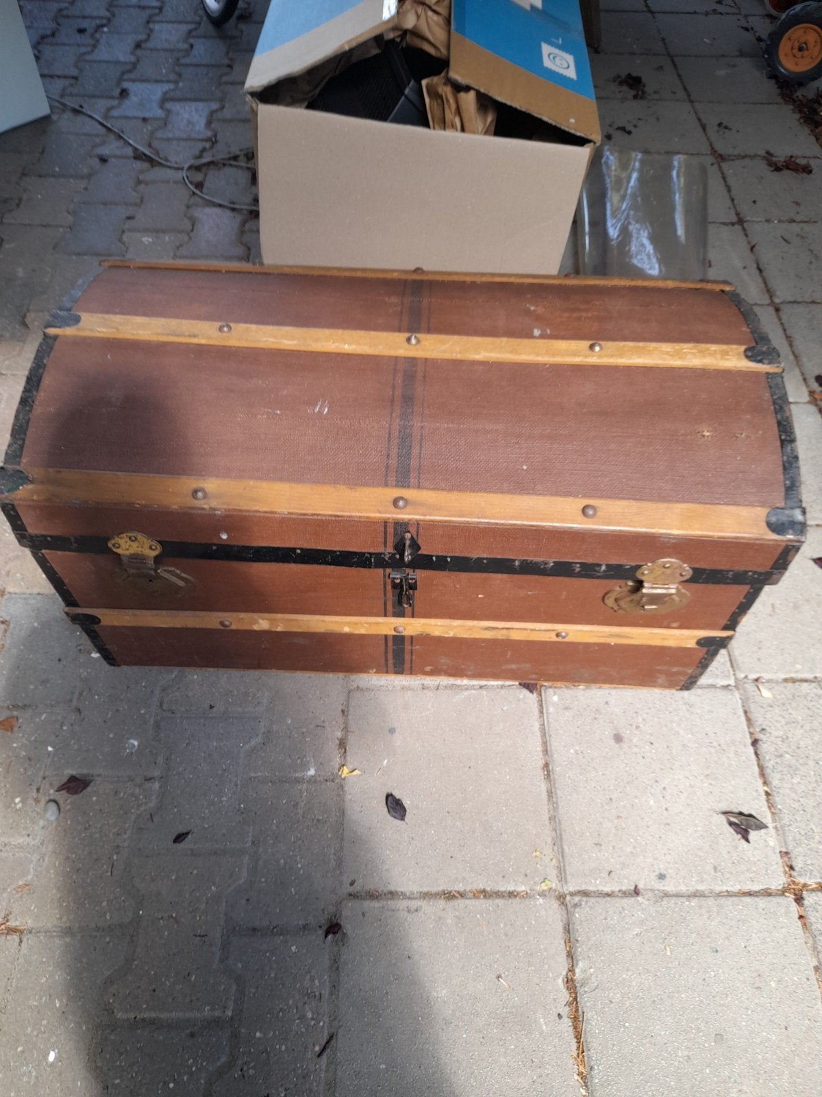 Vintage kist / opbergkist, Ophalen, Gebruikt, Overige houtsoorten, 75 tot 100 cm