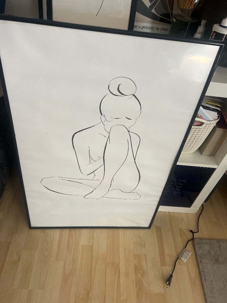 Mooie afbeelding in lijst 93 x 62 cm, Ophalen, Tekening, Zo goed als nieuw, 75 – 100