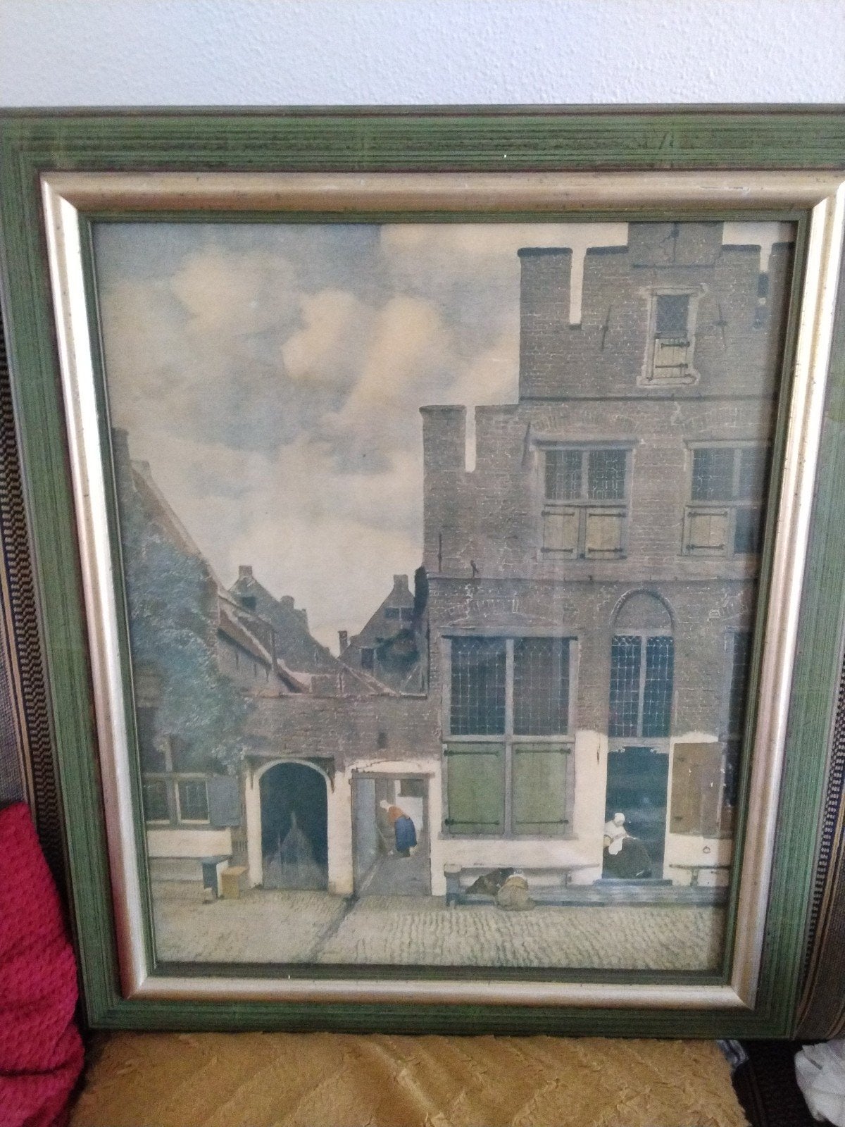 Het Straatje van Vermeer - Print 53x46 cm, Ophalen of Verzenden, Klassiek, Print, Ingelijst