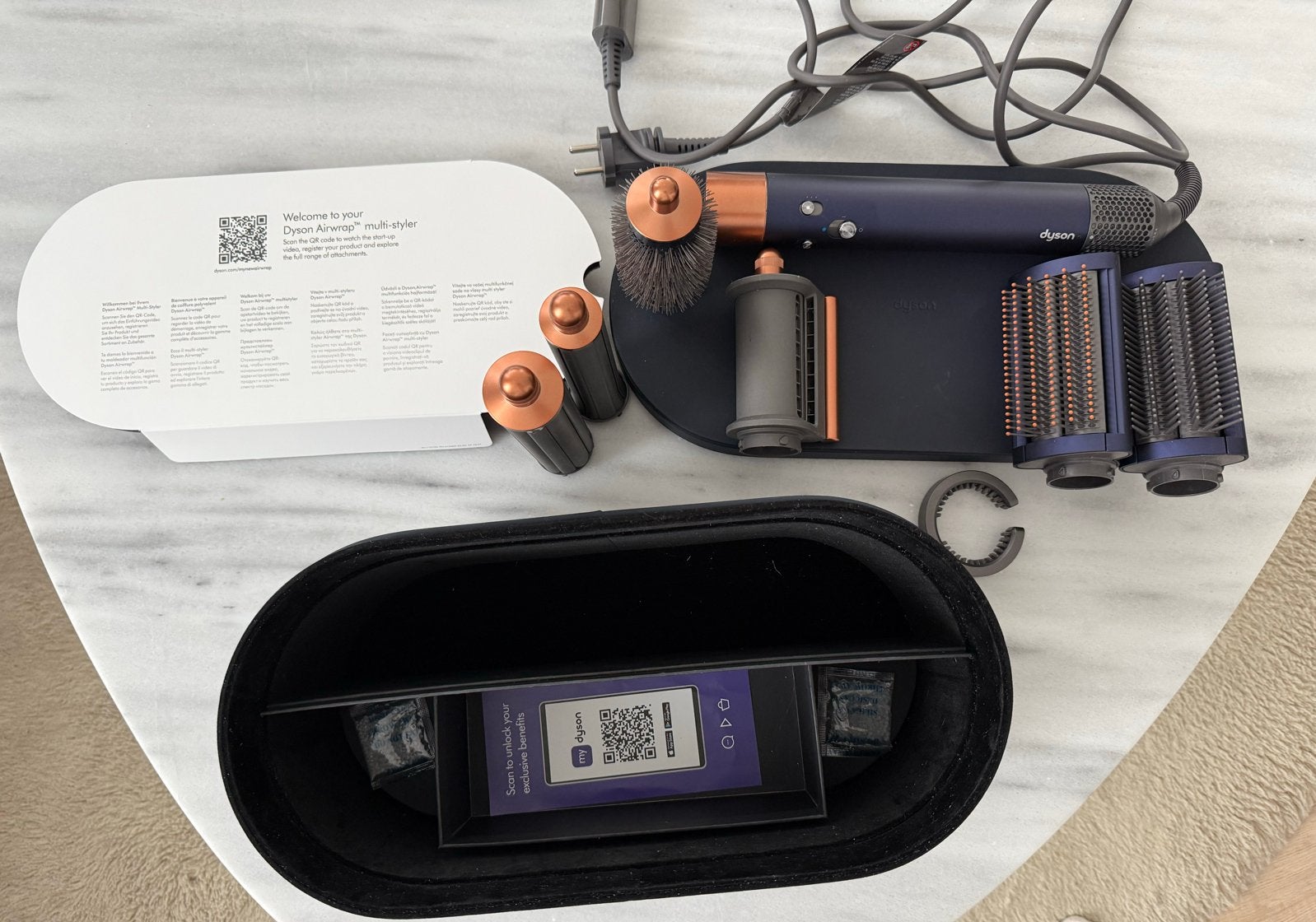 Dyson Airwrap Complete Long - Pruisisch Blauw/Koper, Ophalen of Verzenden, Zo goed als nieuw, Haarverzorging