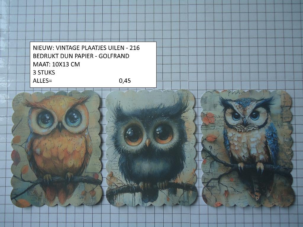vintage plaatjes uilen 216 ( alleen verzenden, Hobby en Vrije tijd, Kaarten | Zelf maken, Ophalen, Nieuw, Dieren, Knipvel
