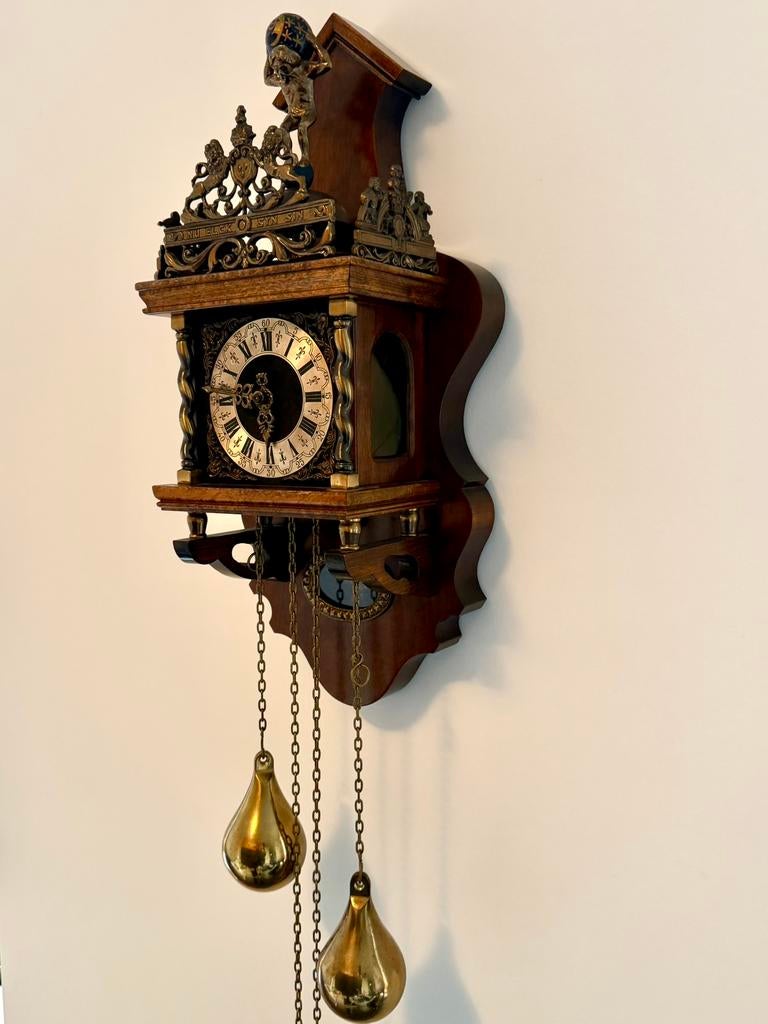 Antieke J.W.A. Warmink Wandklok met Gewichten, Antiek en Kunst, Antiek | Klokken, Ophalen of Verzenden