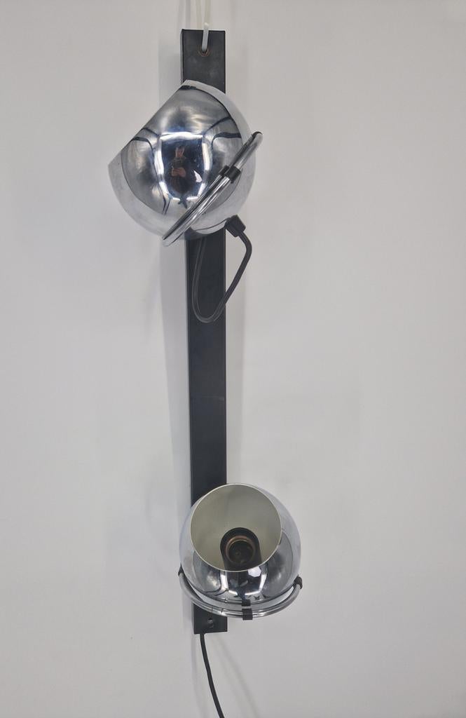 Vintage Space Age Wandlamp | Chrome Eyeball Spots | 2-Lichts, Gebruikt, Onbekend, Ophalen of Verzenden, Onbekend