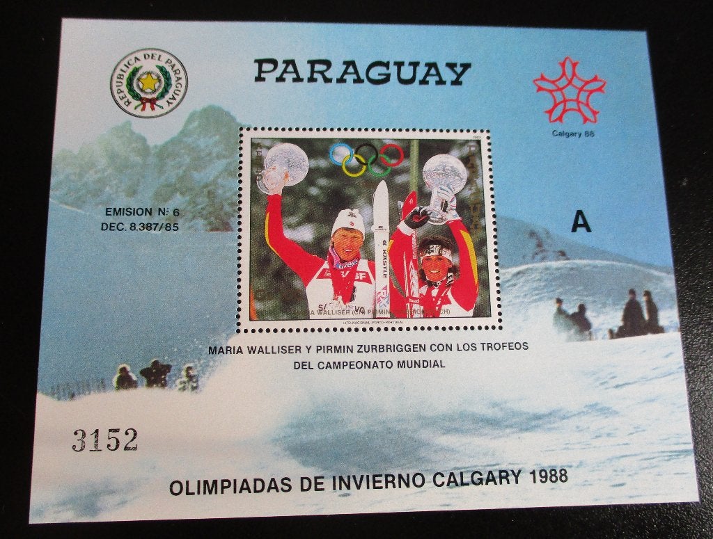 Paraguay, Olympische Winterspelen 1988, medaillewinnaars ski, Verzenden, Postfris, Sport
