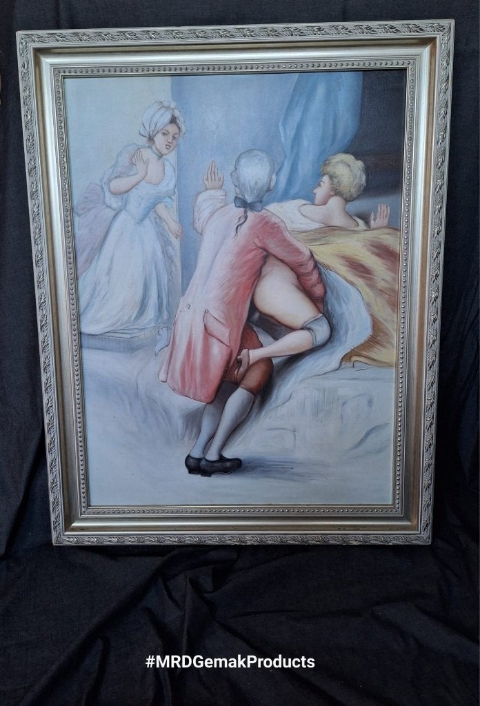Handgeschilderd Rococo‑Schilderij Stijl François Boucher:, Antiek en Kunst, Ophalen, Doek, Overige technieken, Handgeschilderd