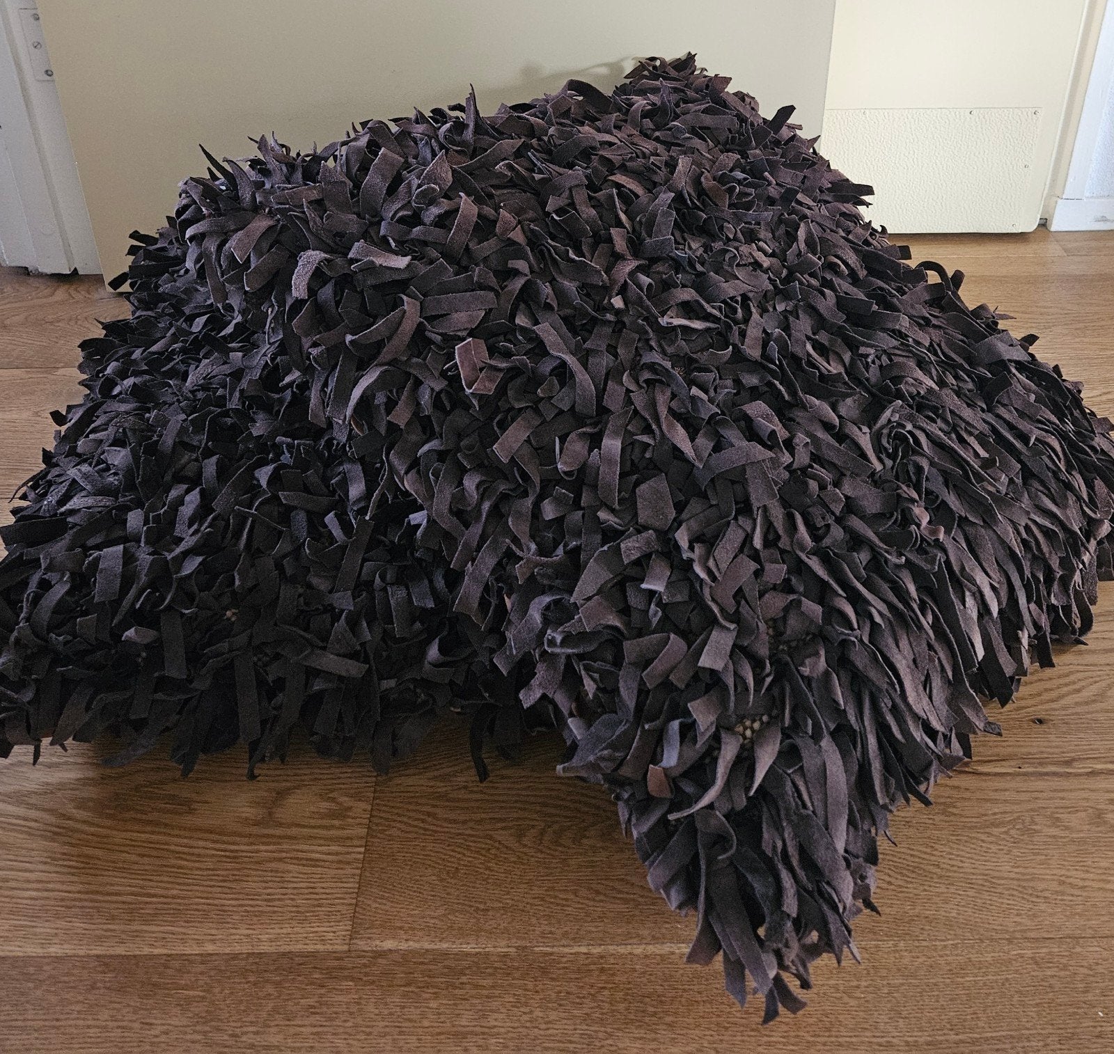 2 Exclusieve Leren Woonkussens / Vloerkussens – 60x60 cm, Huis en Inrichting, Ophalen, Zo goed als nieuw, Vierkant