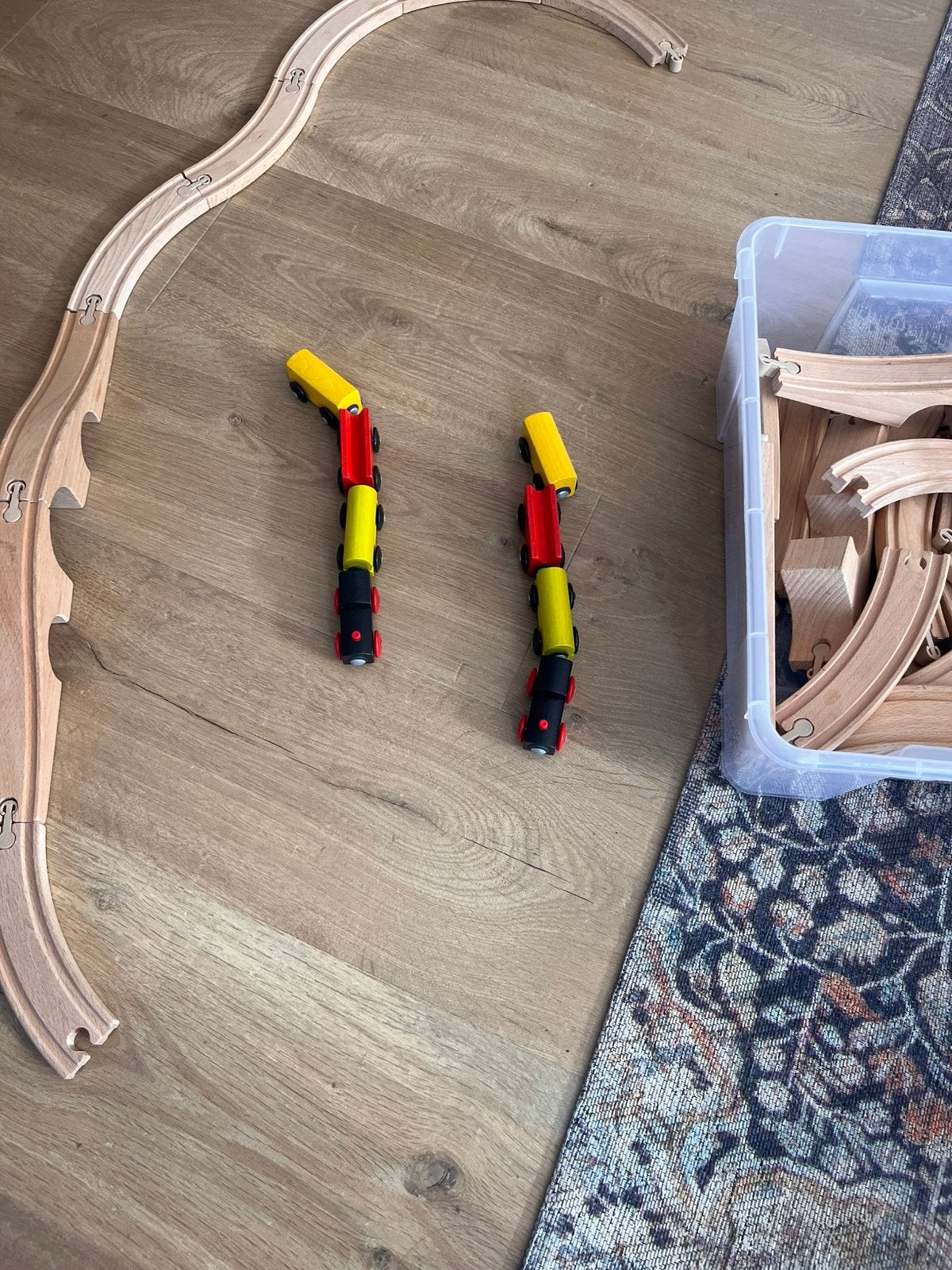 Treinset IKEA: dubbele set 32 onderdelen, Kinderen en Baby's, Speelgoed | Houten speelgoed, Ophalen, Zo goed als nieuw