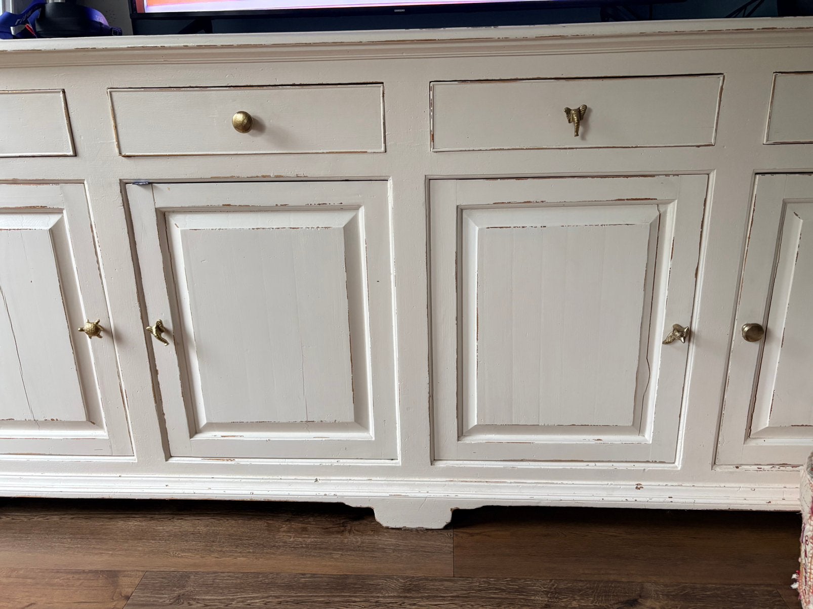 Massief houten dressoir, Ophalen, Gebruikt, 25 tot 50 cm, 200 cm of meer
