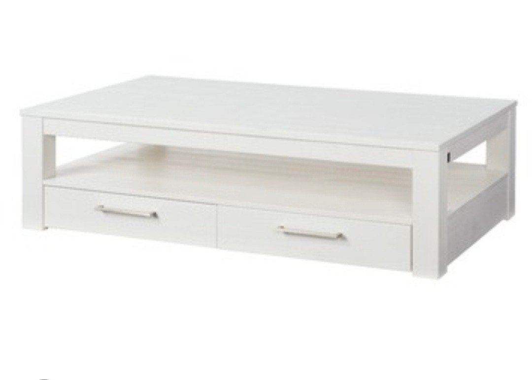Salontafel wit met lades, Ophalen, Gebruikt, 100 tot 150 cm, 50 tot 100 cm
