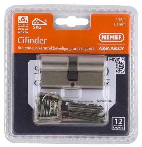 Nemef 132/9 NF3 Veiligheids cilinders Anti Kerntrek SKG***, Ophalen, Nieuw, Rvs, Slot