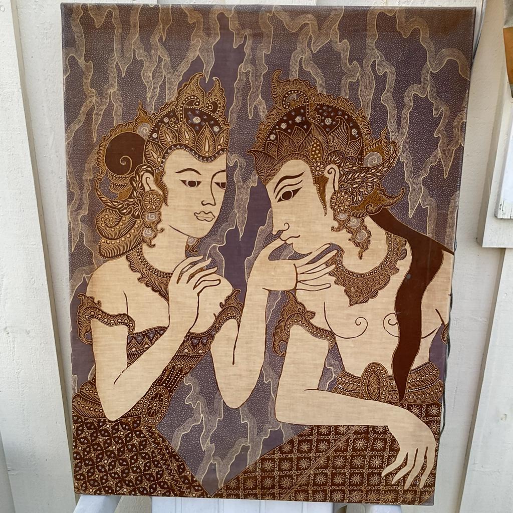 Indonesië Batik gesigneerd Kuswadji, Antiek en Kunst, Kunst | Schilderijen | Klassiek, Ophalen