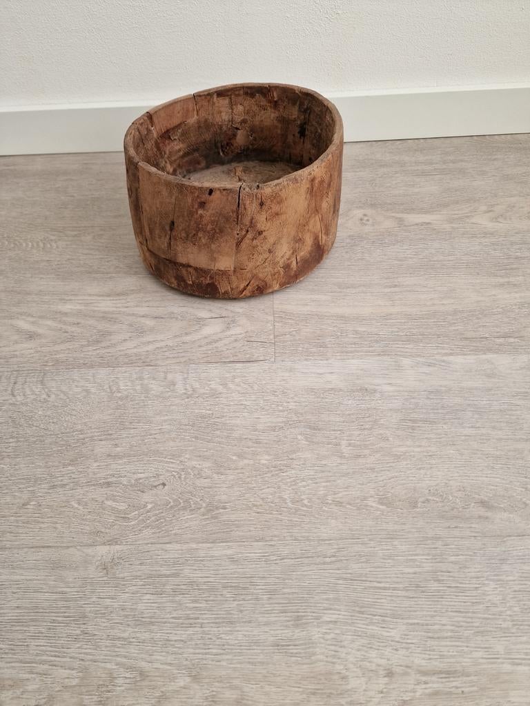 AUTHENTIEK OUDE HOUTEN BAK, Gebruikt, Schaal, Rond, Ophalen of Verzenden