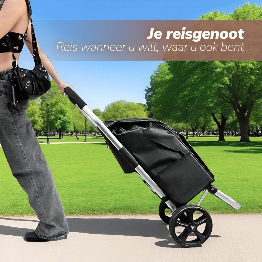 Boodschappentrolley-50L – Opvouwbare Boodschappenkrat, 40 tot 60 cm, 30 cm of meer, Zwart, Nieuw