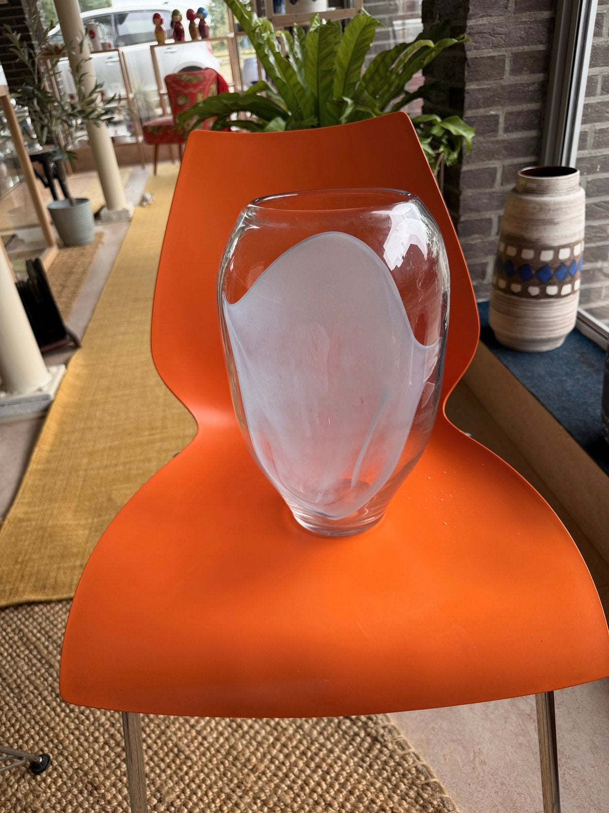 Glazen vaas met wit patroon merk Oyoy, Ophalen of Verzenden