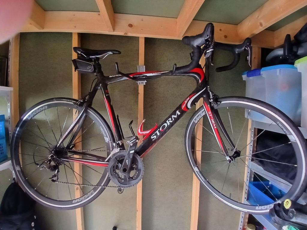 Storm Racefiets - Zwart/Rood, Custom Onderdelen, 28 inch, Gebruikt, Aluminium, 57 tot 61 cm