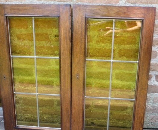 2 stuks Glas in lood breedte glas 27 hoog 58 cm prima staat, Doe-het-zelf en Verbouw, Glas en Ramen, Ophalen, Gebruikt, Minder dan 80 cm